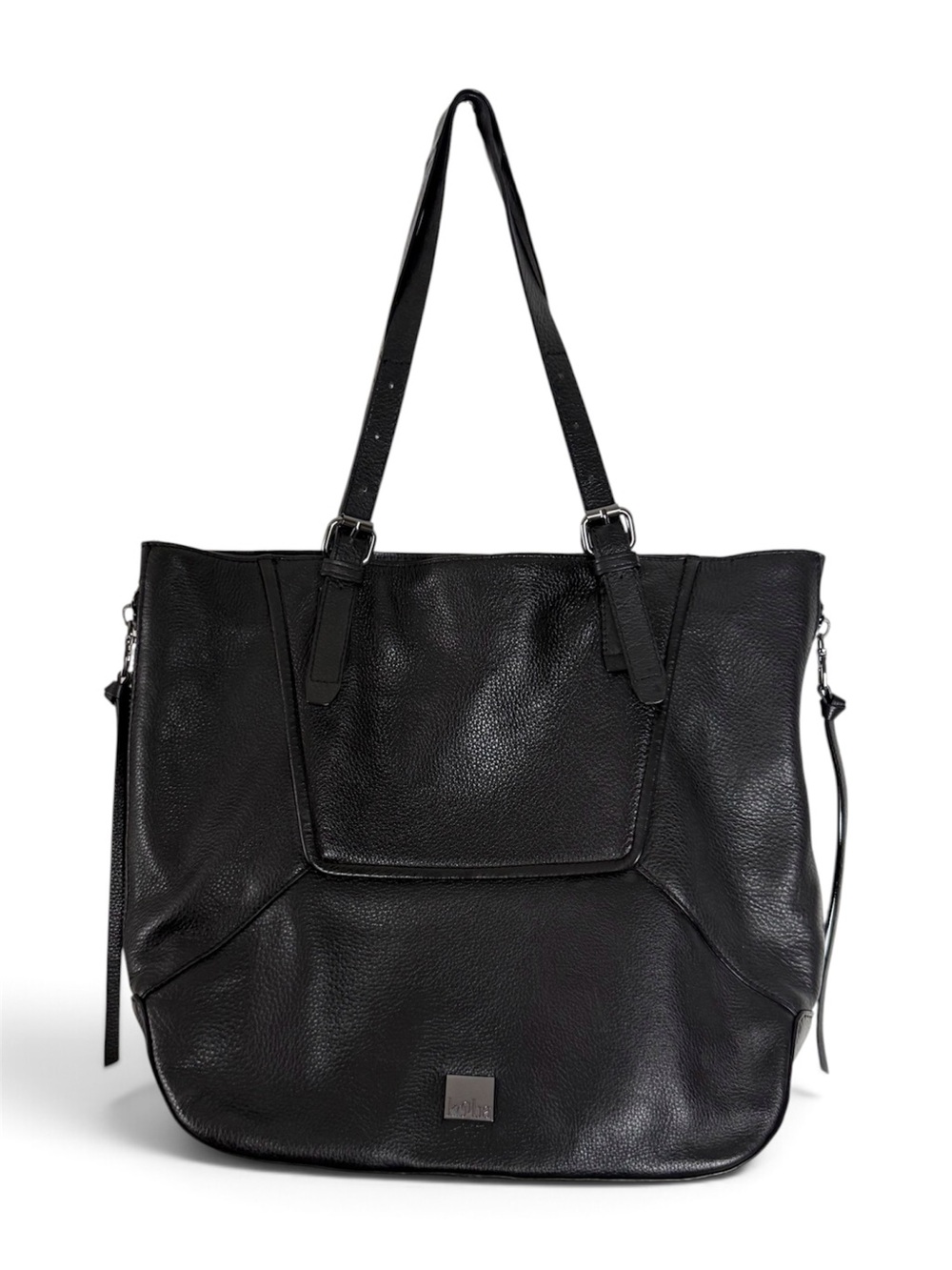 Kooba Crawford Leather Buckle Detailed Dual Side Zip Pocket Tote Bag